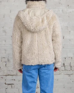 Hot Marni Long Pile Shaggy Faux Fur Jacket Glass Beige