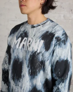 Best Marni Placed Scribble Logo Crewneck Antique Silver