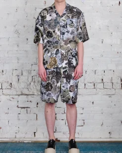 Outlet Marni Runway Silk Woven Habotai Bowling Shirt Black