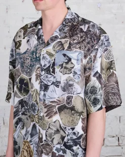 Outlet Marni Runway Silk Woven Habotai Bowling Shirt Black