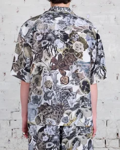 Outlet Marni Runway Silk Woven Habotai Bowling Shirt Black