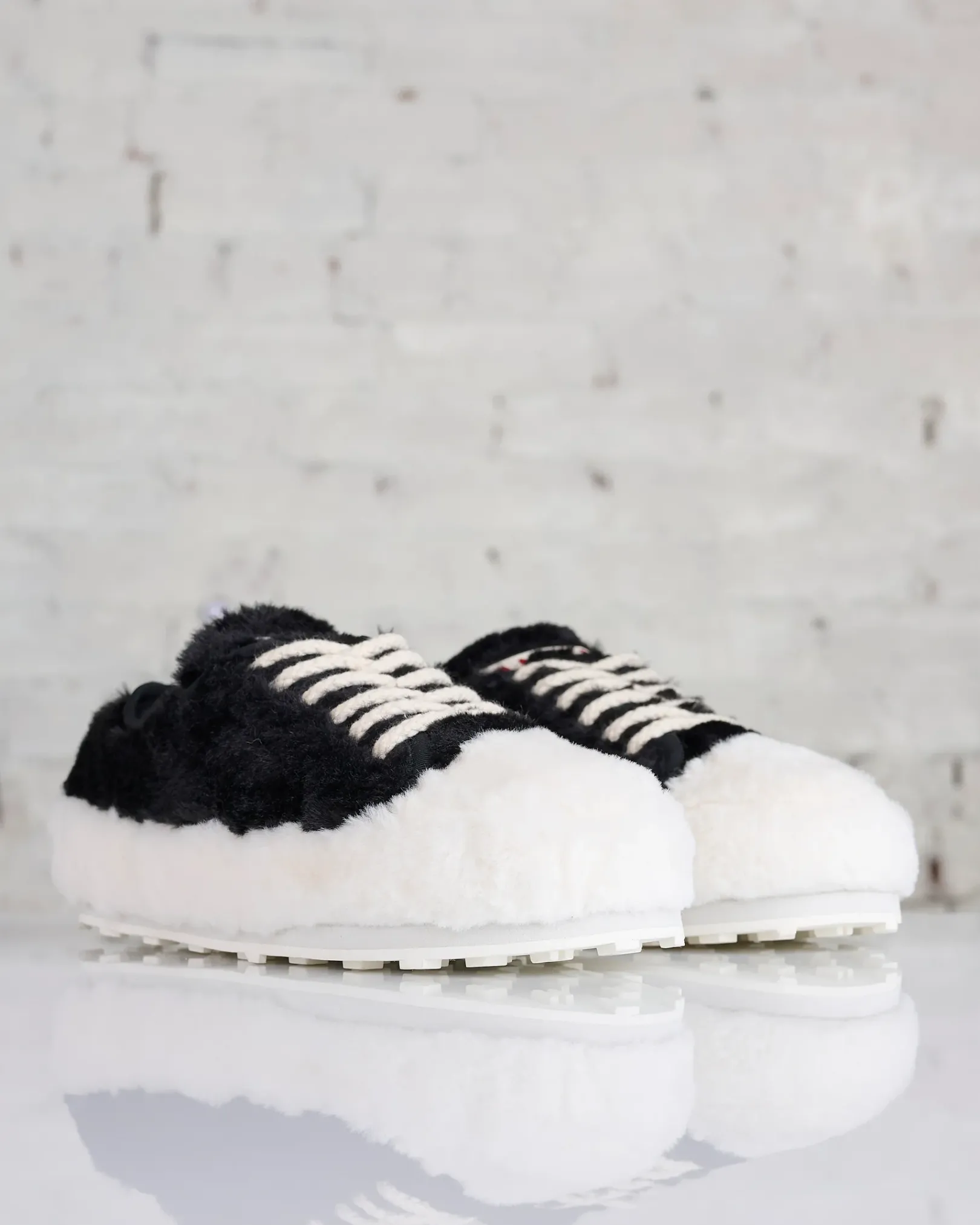 Fashion Marni Teddy Fabric Sneaker Lily White Black