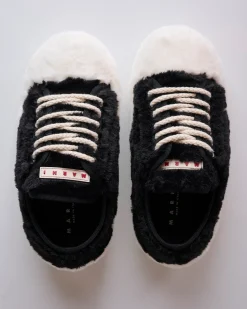 Fashion Marni Teddy Fabric Sneaker Lily White Black