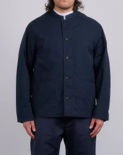 Clearance nanamica Band Collar Weather Cloth Jacket Navy