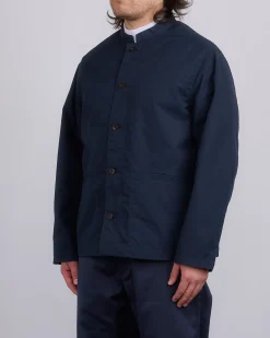 Clearance nanamica Band Collar Weather Cloth Jacket Navy