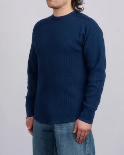 Clearance nanamica Crewneck Thermal Sweatshirt Navy