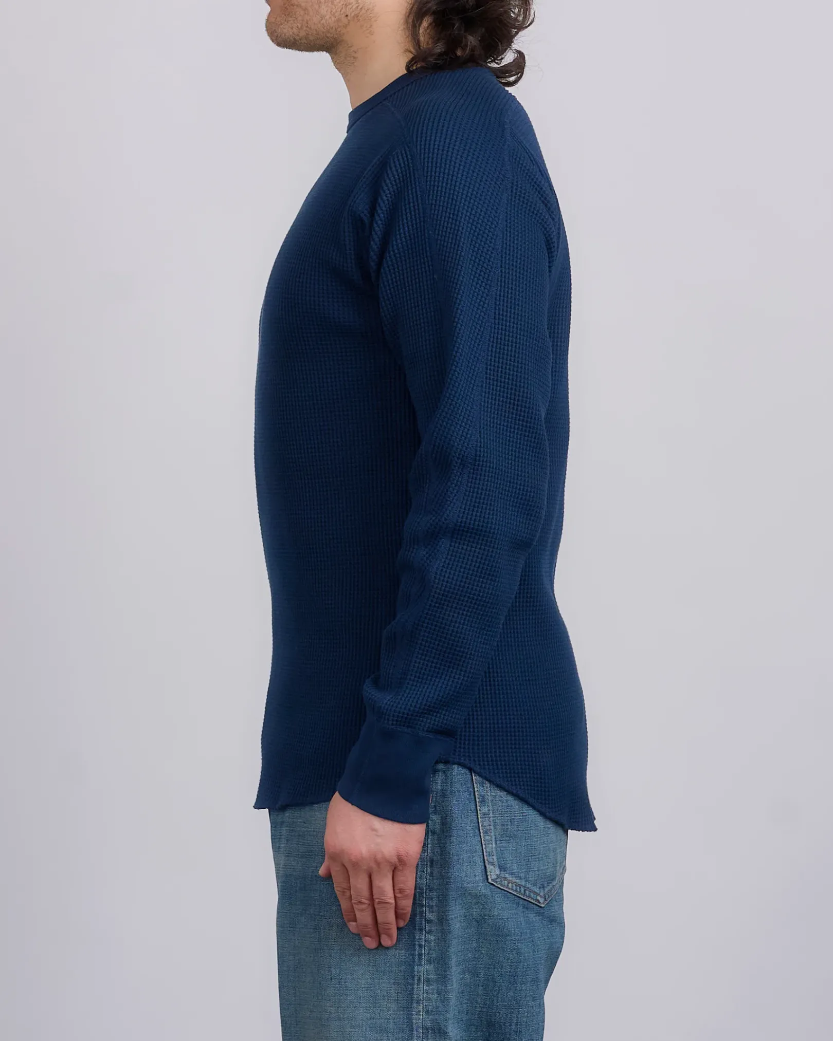 Clearance nanamica Crewneck Thermal Sweatshirt Navy