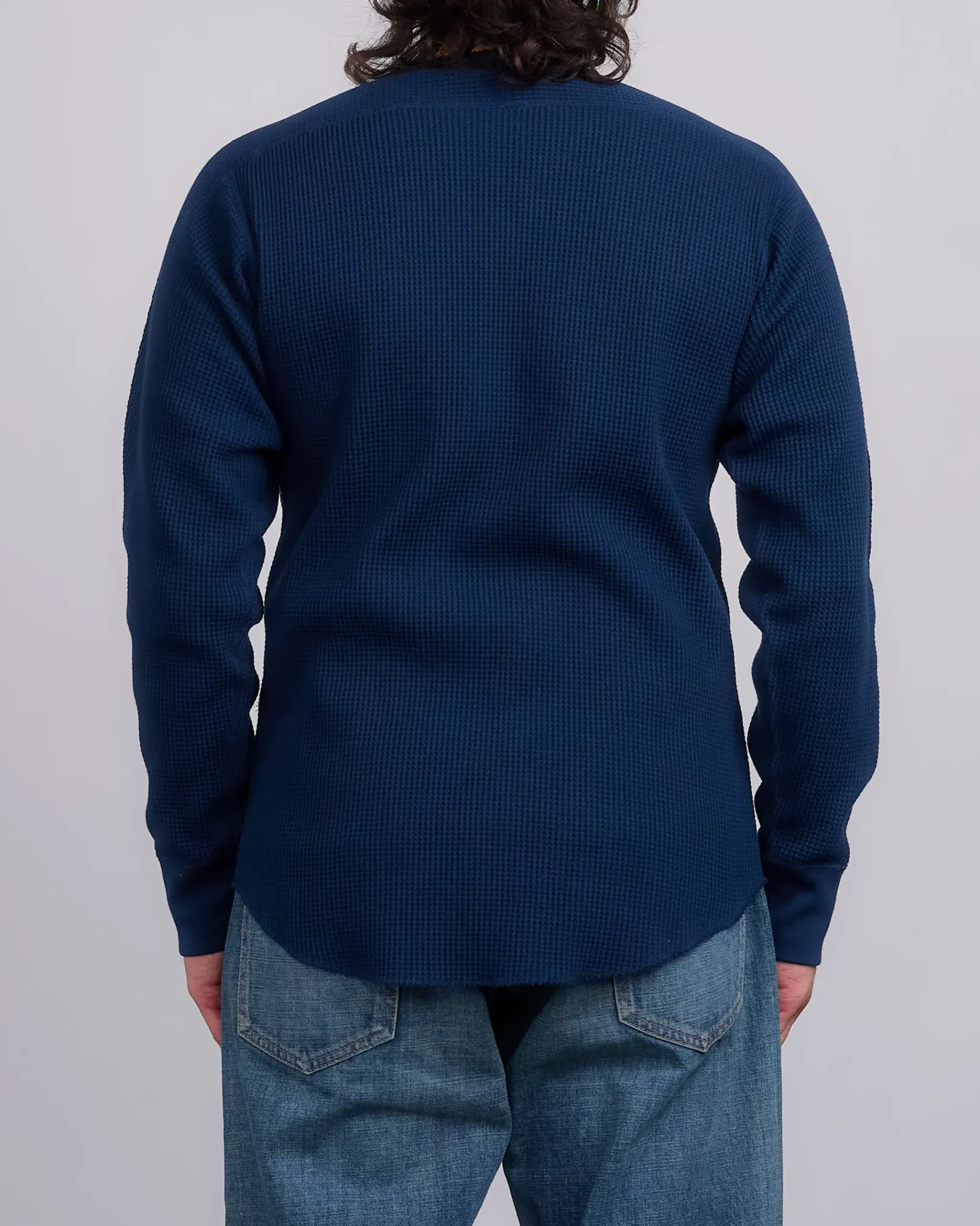 Clearance nanamica Crewneck Thermal Sweatshirt Navy