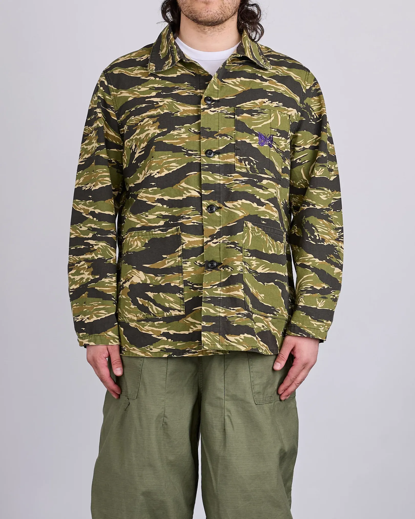 Online Needles D.N. Coverall Jacket Cotton Ripstop Tiger Camo