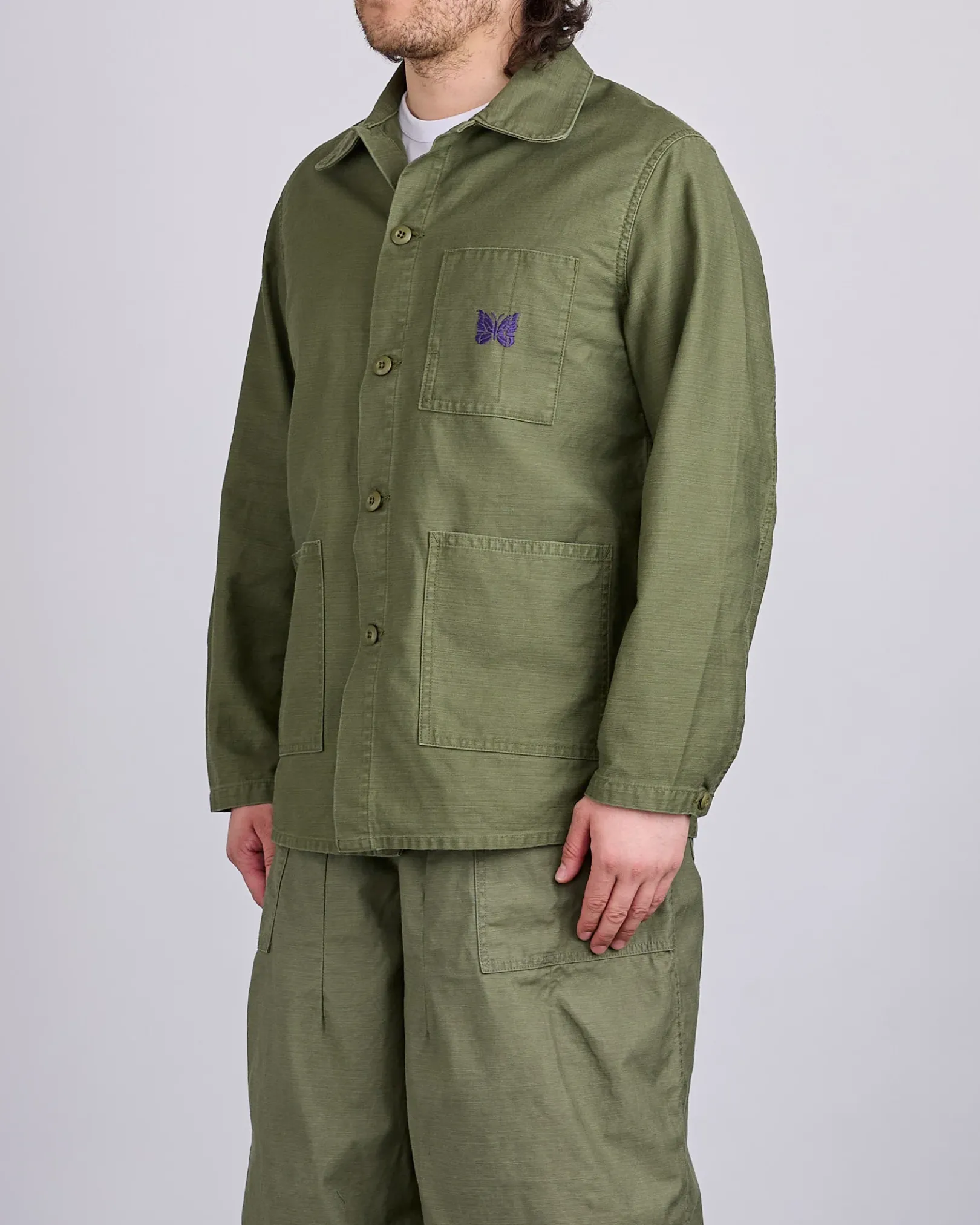 Fashion Needles D.N. Coverall Jacket Back Sateen Olive