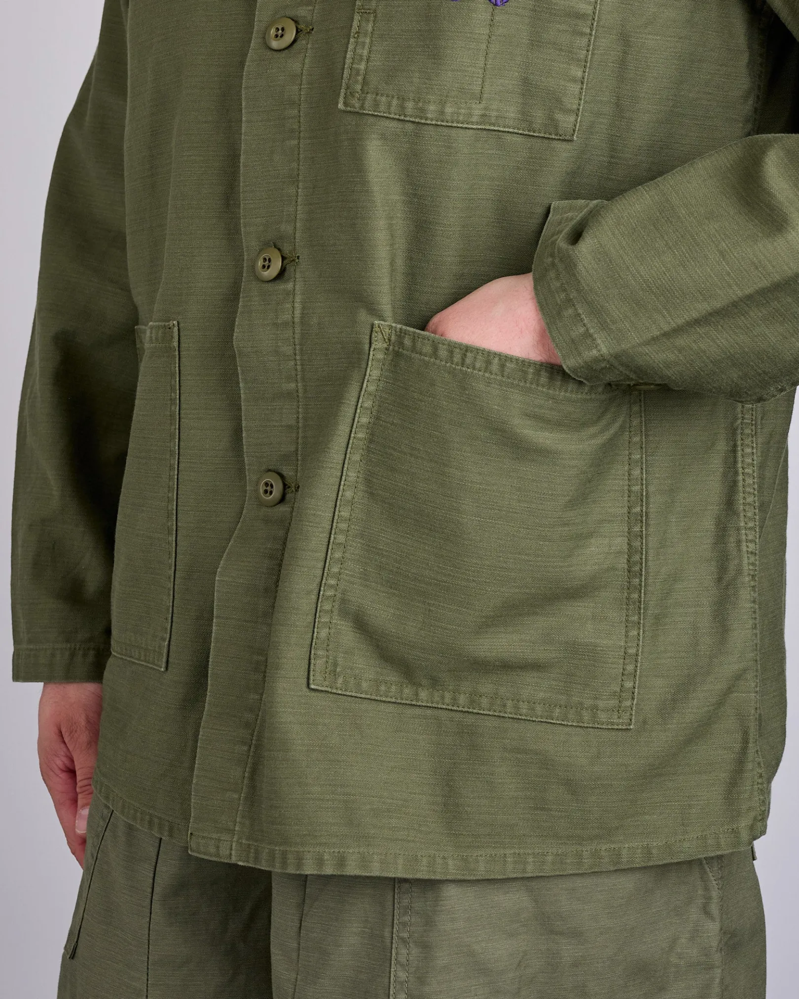 Fashion Needles D.N. Coverall Jacket Back Sateen Olive