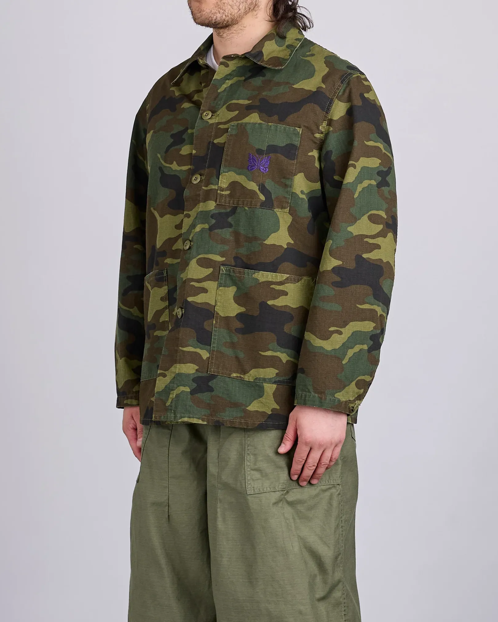Fashion Needles D.N. Coverall Jacket Cotton Ripstop Woodland Camo