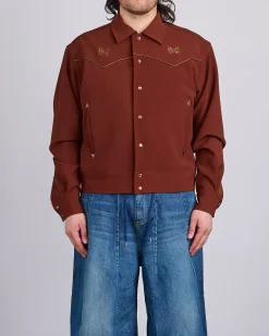 Online Needles Piping Cowboy Double Cloth Jacket Brown