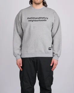 Clearance Neighborhood Solid Crewneck Sweat Shirt Gray