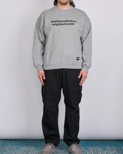 Clearance Neighborhood Solid Crewneck Sweat Shirt Gray