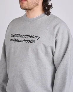 Clearance Neighborhood Solid Crewneck Sweat Shirt Gray