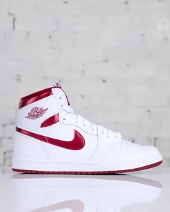 Clearance Nike Men's Air Jordan 1 High '85 "Metallic Burgundy" White/Team Red-White