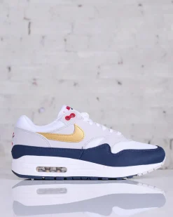 Discount Nike Men's Air Max 1 Obsidian/Metallic Gold-White