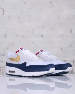 Discount Nike Men's Air Max 1 Obsidian/Metallic Gold-White