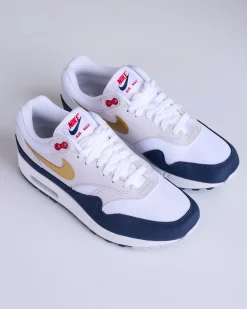 Discount Nike Men's Air Max 1 Obsidian/Metallic Gold-White