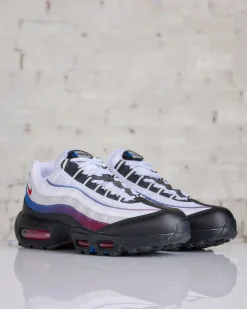 New Nike Men's Air Max 95 Premium "Toronto" White University Red-Blue Jay-Black