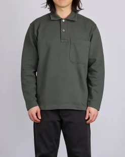 Hot Norse Projects Fraser Relaxed Organic Loopback LS Black Olive