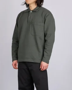 Hot Norse Projects Fraser Relaxed Organic Loopback LS Black Olive