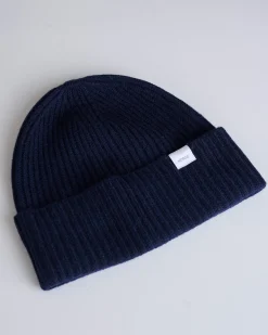 New Norse Projects Standard Merino Lambswool Beanie Navy