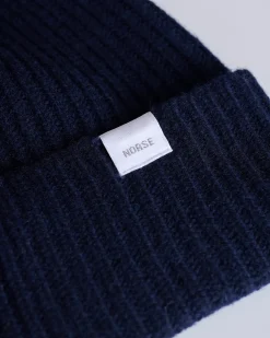 New Norse Projects Standard Merino Lambswool Beanie Navy