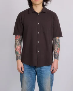 Best Our Legacy Analog Short Sleeve Button Shirt Deep Brown Piquet