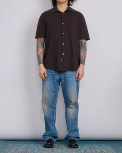 Best Our Legacy Analog Short Sleeve Button Shirt Deep Brown Piquet