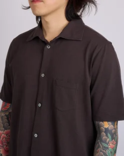 Best Our Legacy Analog Short Sleeve Button Shirt Deep Brown Piquet