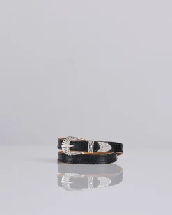 Clearance Our Legacy Cowboy Wraparound Leather Bracelet Deep Black