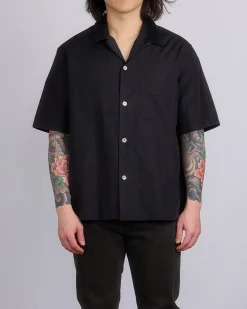 New Our Legacy Heusen Short Sleeve Button Shirt Black All Day Poplin
