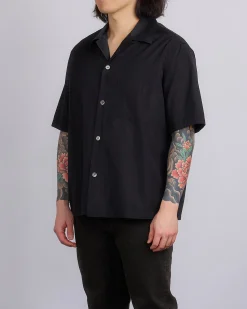 New Our Legacy Heusen Short Sleeve Button Shirt Black All Day Poplin