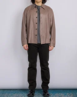 Hot Our Legacy Welding Button Shirt Grey Lamb Leather