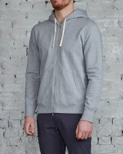Outlet Reigning Champ Core Full Zip Hood Heather Grey