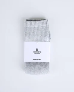 Sale Reigning Champ Knit Classic Crew Sock H. Grey/White