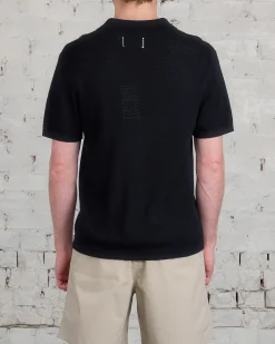 Outlet Reigning Champ Knit Cotton Linen Victor Polo Shirt Black