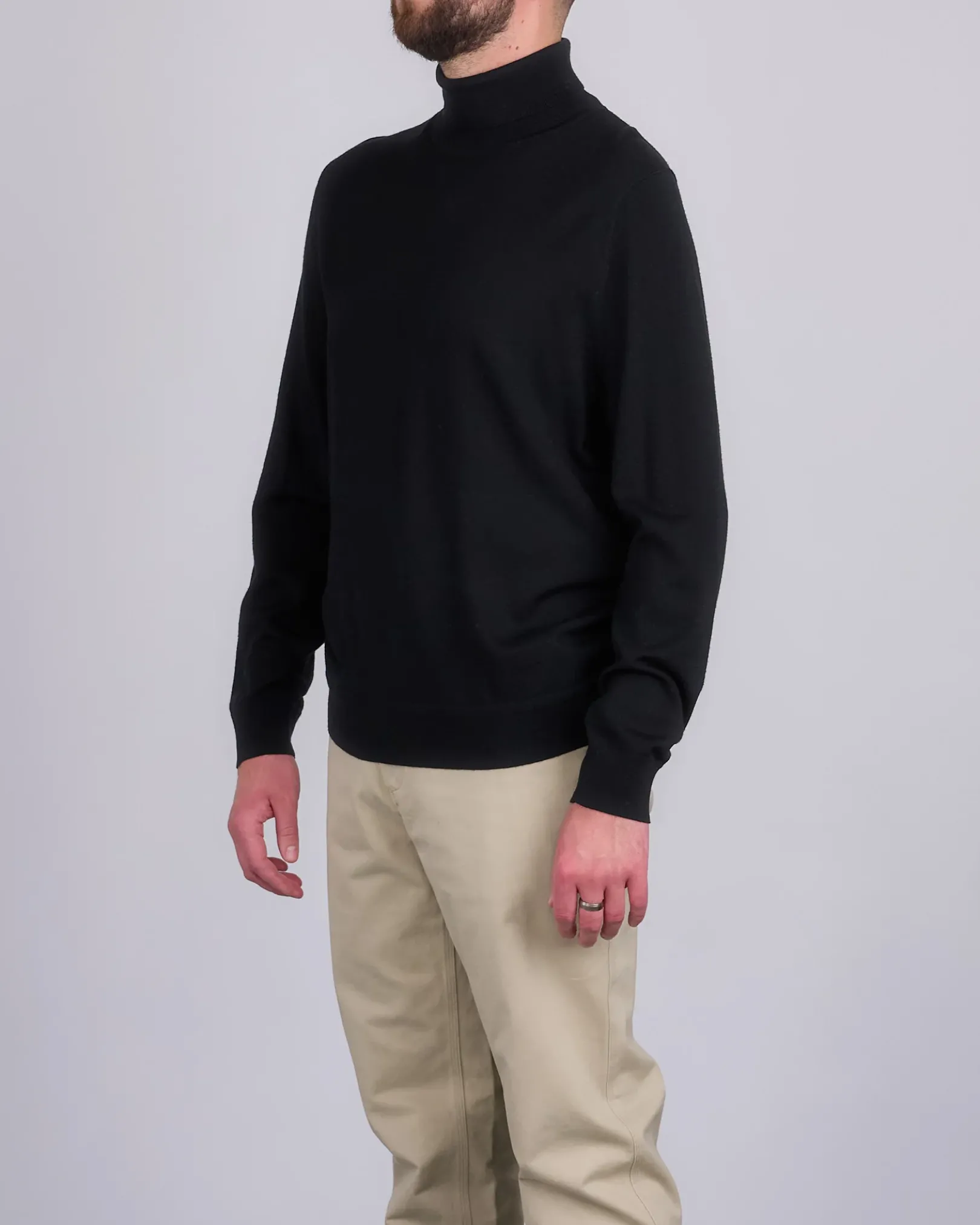 Outlet Reigning Champ Lightweight Merino Harry Roll Neck Sweater Black