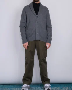 New Reigning Champ Merino Rib Vinnie Shawl Cardigan Heather Carbon