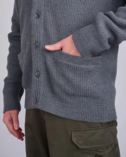 New Reigning Champ Merino Rib Vinnie Shawl Cardigan Heather Carbon