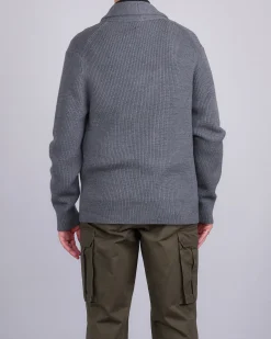 New Reigning Champ Merino Rib Vinnie Shawl Cardigan Heather Carbon