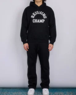 Outlet Reigning Champ Midweight Arch Logo Hoodie Black