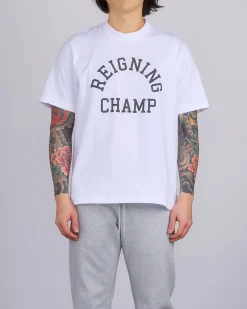 Discount Reigning Champ Midweight Arch Logo T-Shirt White