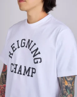 Discount Reigning Champ Midweight Arch Logo T-Shirt White