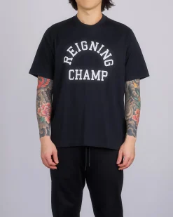 New Reigning Champ Midweight Arch Logo T-Shirt Black