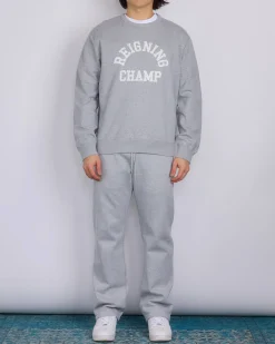 Fashion Reigning Champ Midweight Arch Logo Crewneck Heather Grey
