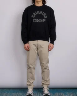 Fashion Reigning Champ Midweight Terry Arch Crewneck Black White