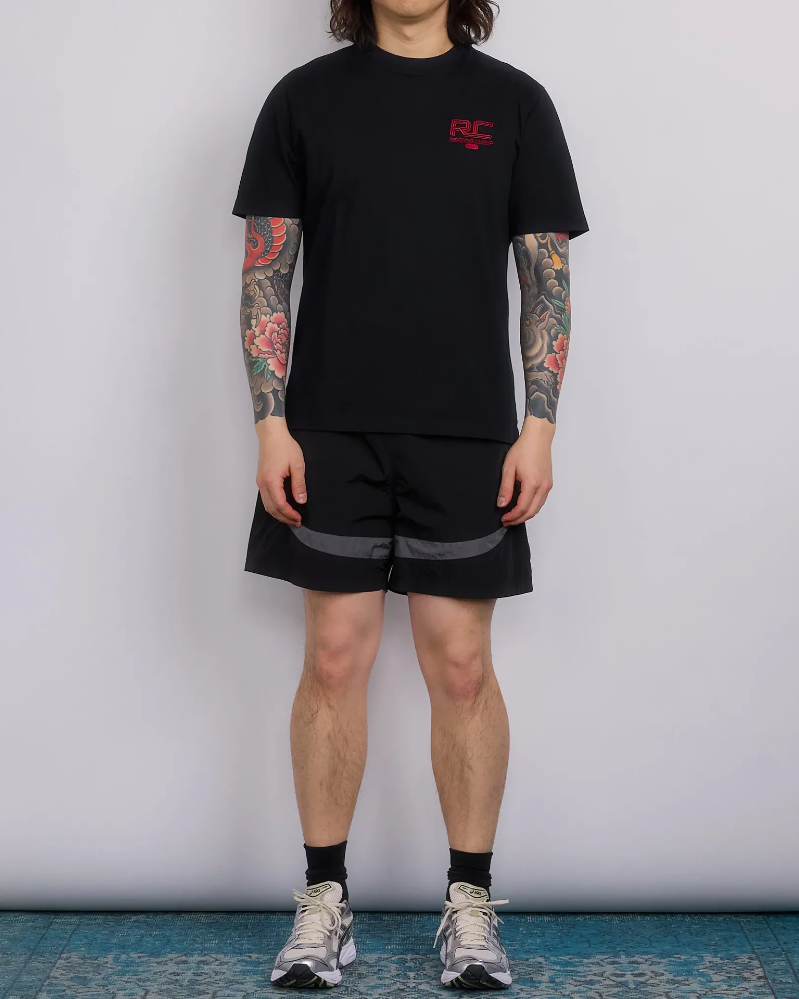 Hot Reigning Champ Midweight Jersey Race T-Shirt Black-Red